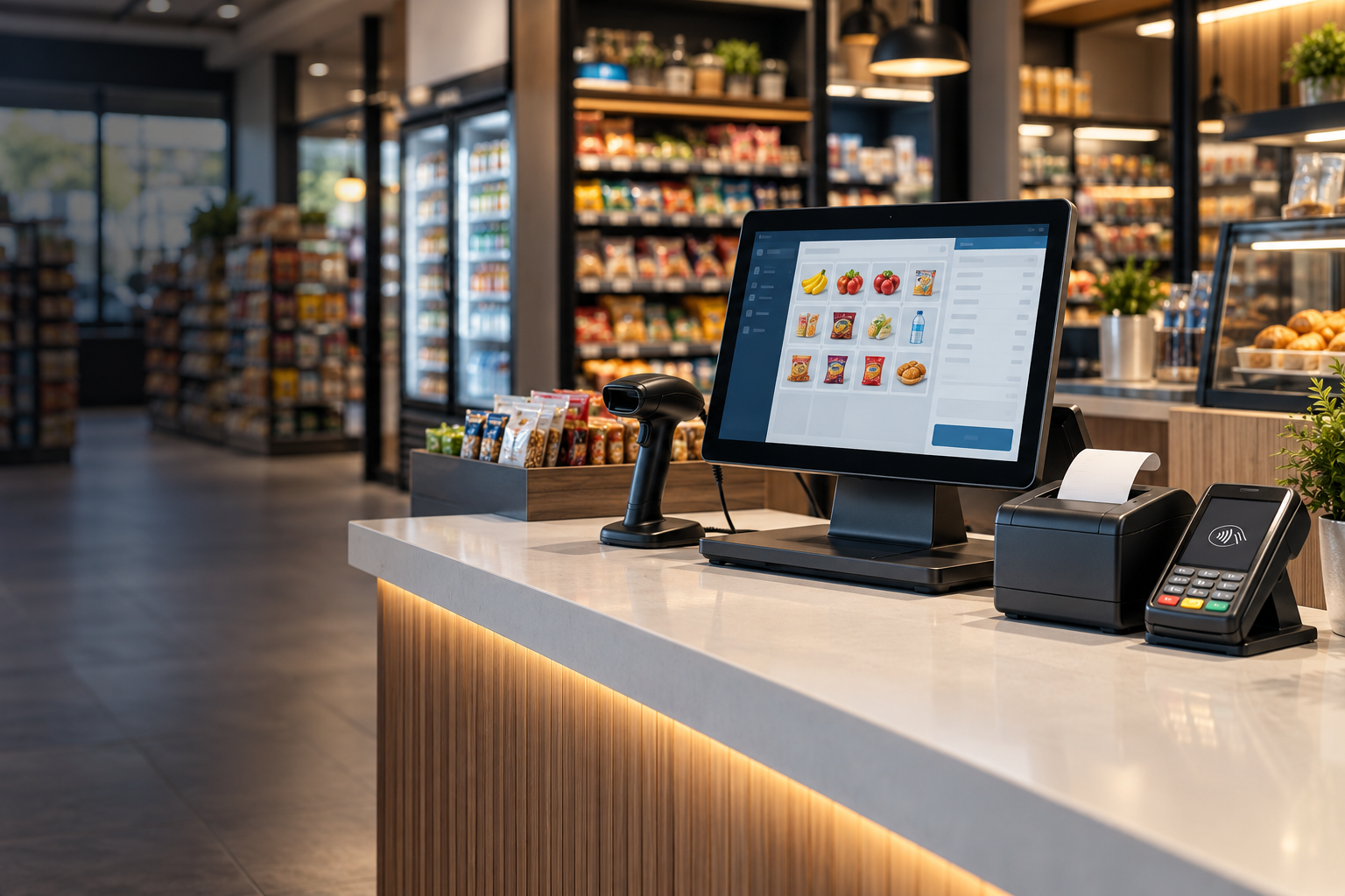 Modern retail point of sale checkout counter